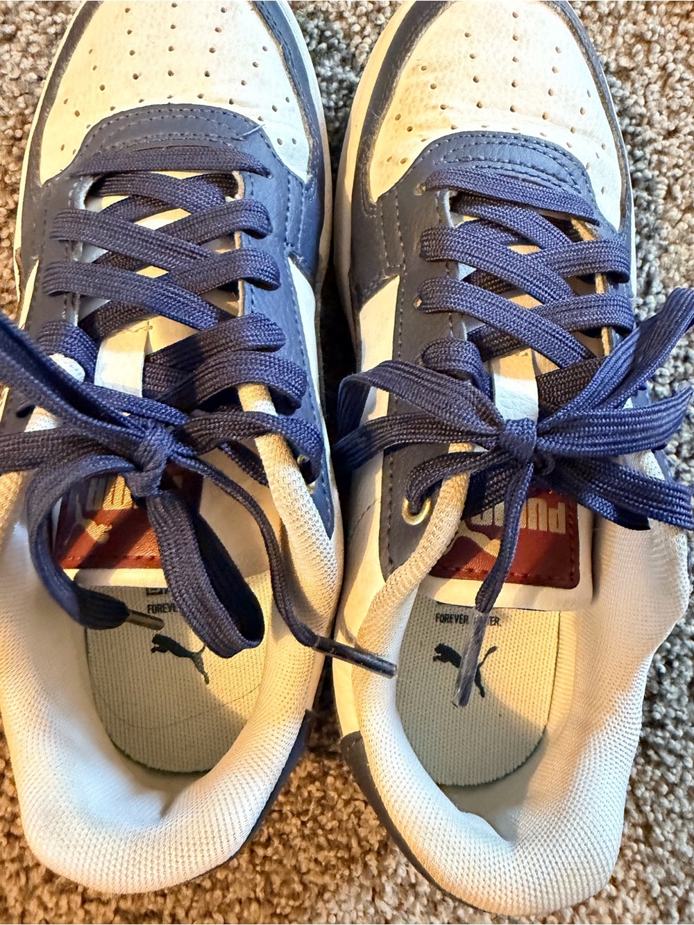 Puma White Sneaker with Navy Logo and Accents